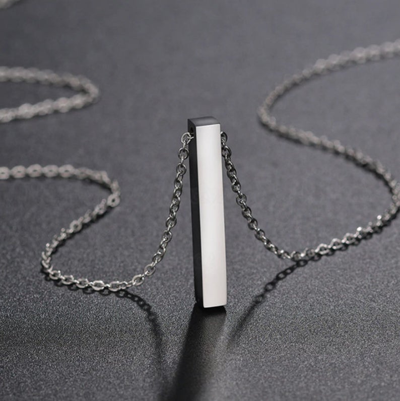 Personalized Cuboid Bar Engraved Name Necklace