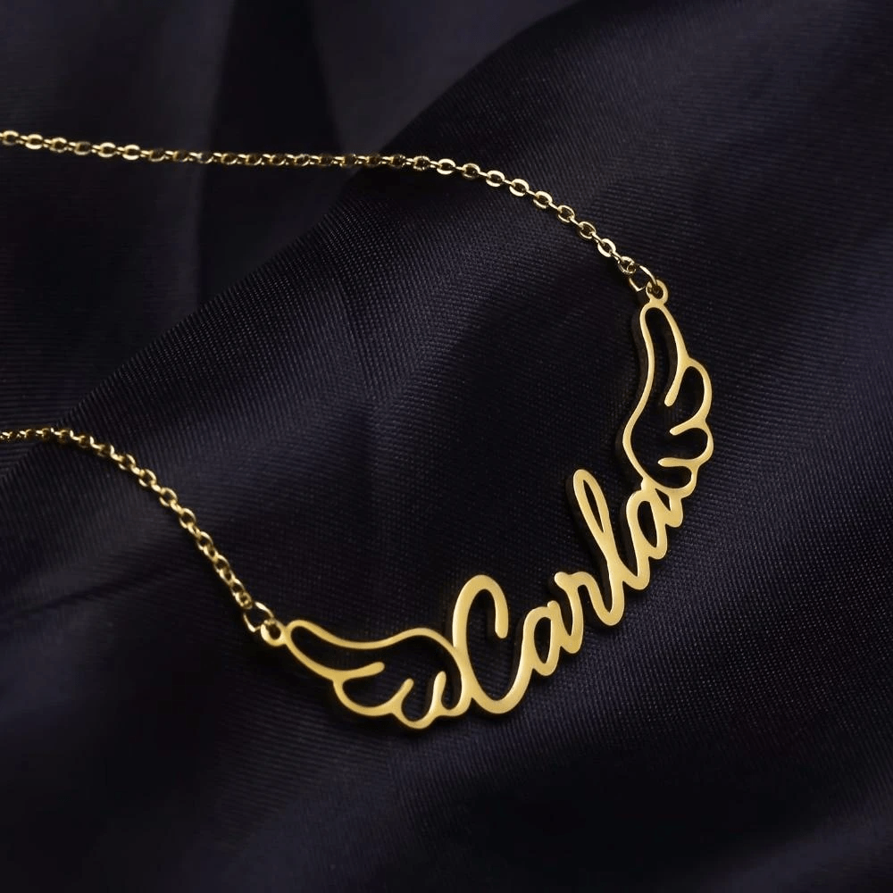 Personalized Angel Wings Name Necklace - Happy Maker