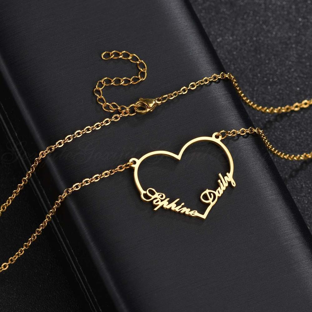 Custom Engraved Heart Charms Gold Heart w/Heart