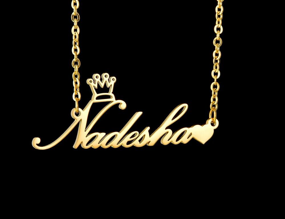Personalized Crown Heart Name Necklace - Happy Maker