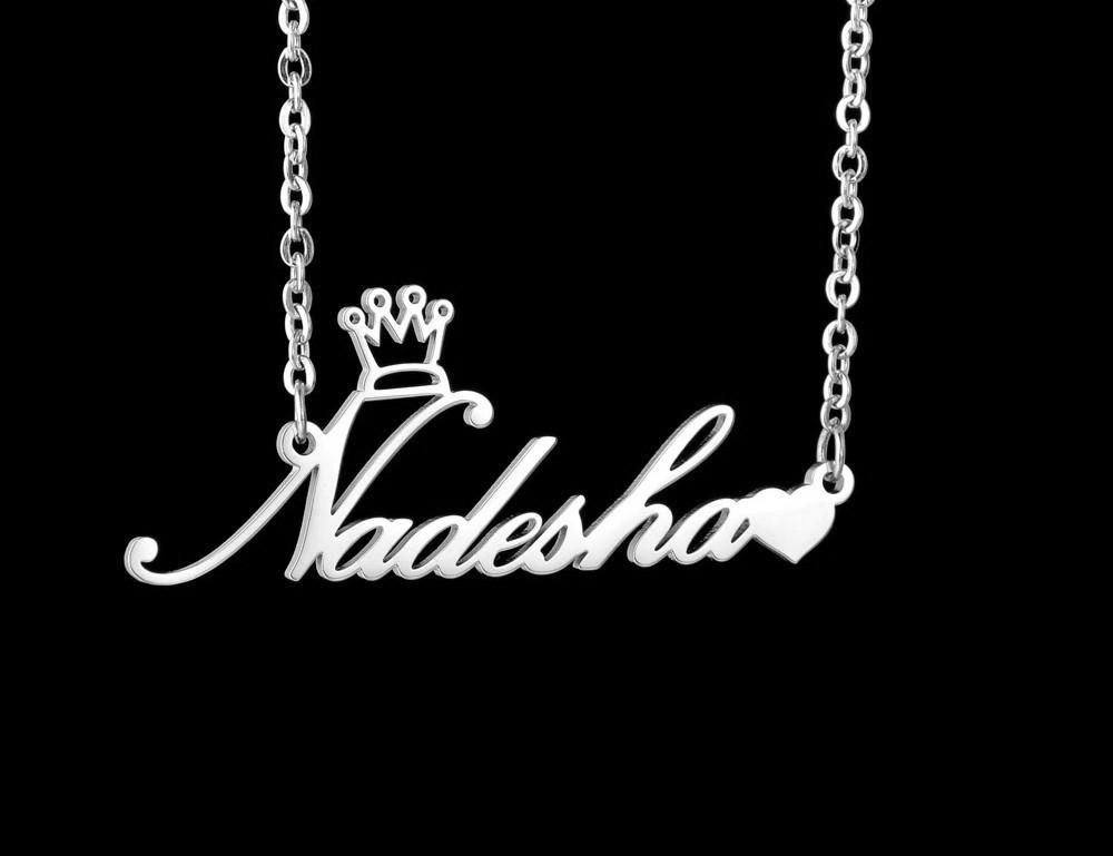 Personalized Crown Heart Name Necklace - Happy Maker