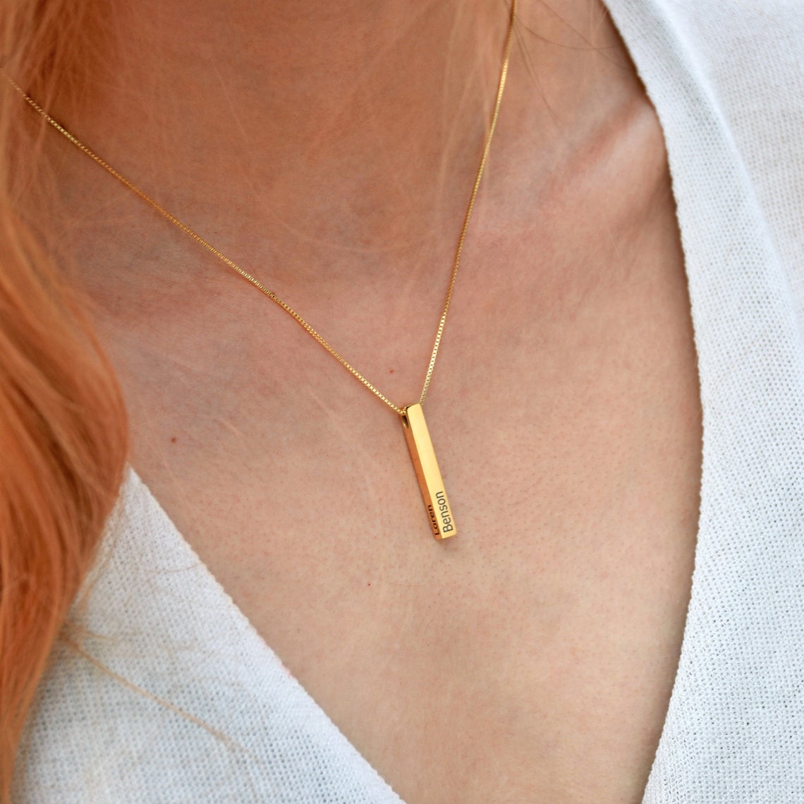 Vertical bar necklace hot sale with name