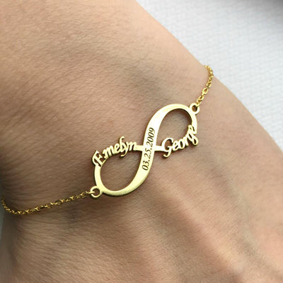 Personalized Infinity Name With Engraved Bracelet - Happy Maker