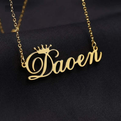 Personalized Crown Pendant Name Necklace - Happy Maker