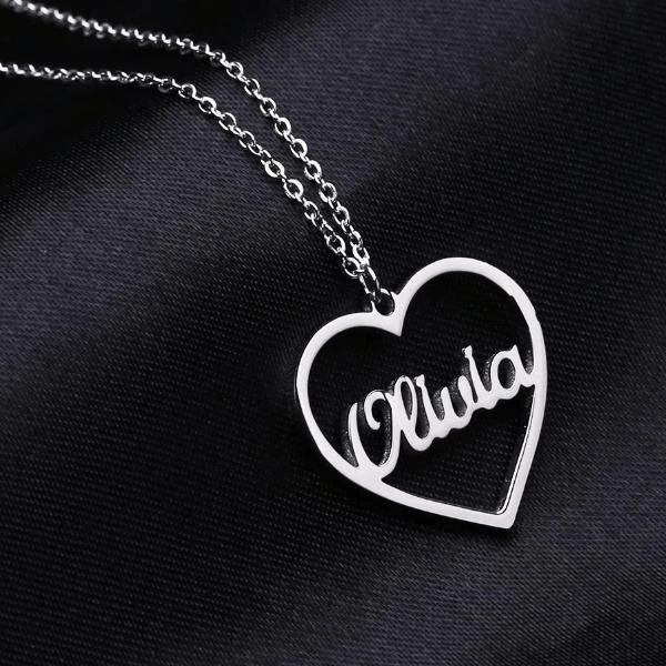 Personalized Name Between The Heart Necklace - Happy Maker