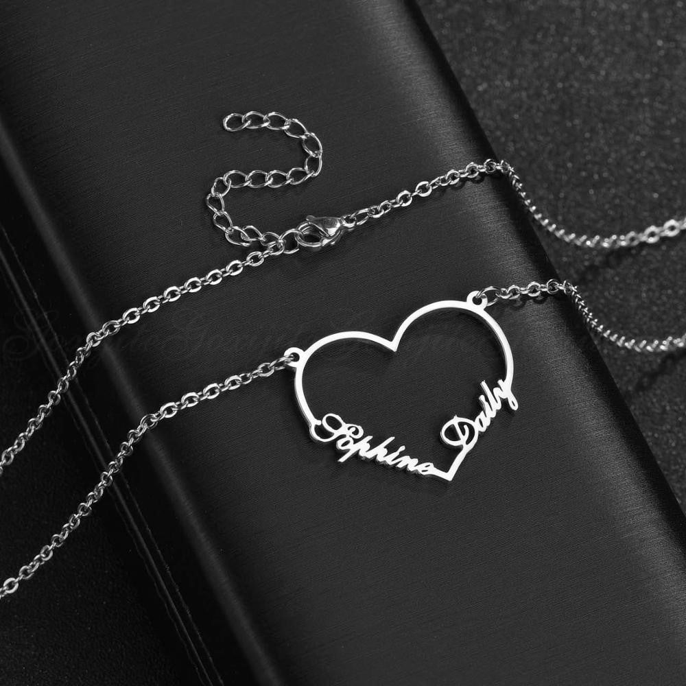 Personalized Big Heart Name Necklace