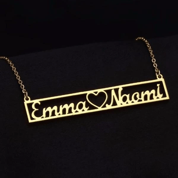 Personalized Hollow Bar Name Necklace - Happy Maker