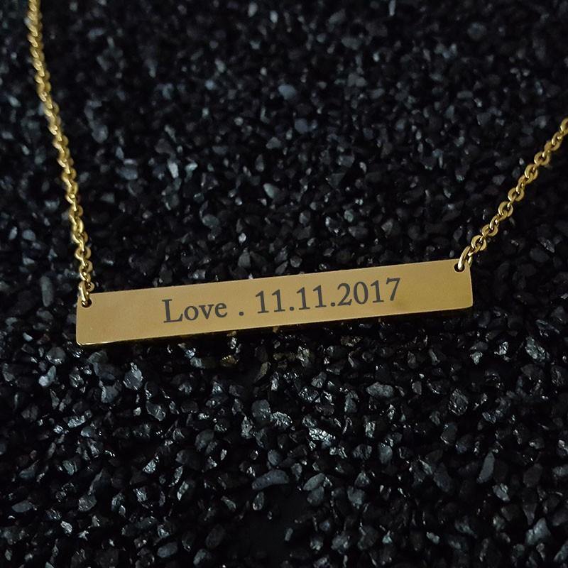 Personalized Engraved Bar Name Necklace Pendant - Happy Maker