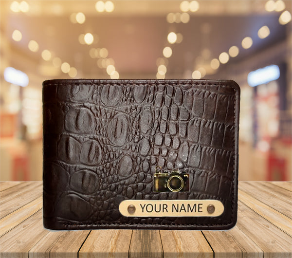 Personalized Croco Name Men's Wallet With Charm