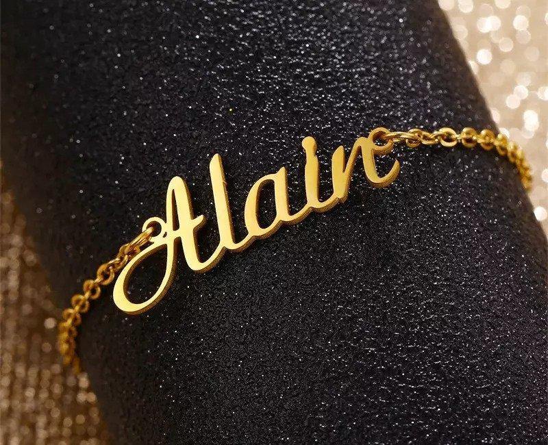 Customised Gold Plated Name Bracelate With Heart - Myfancycrafts India  Myfancycrafts India