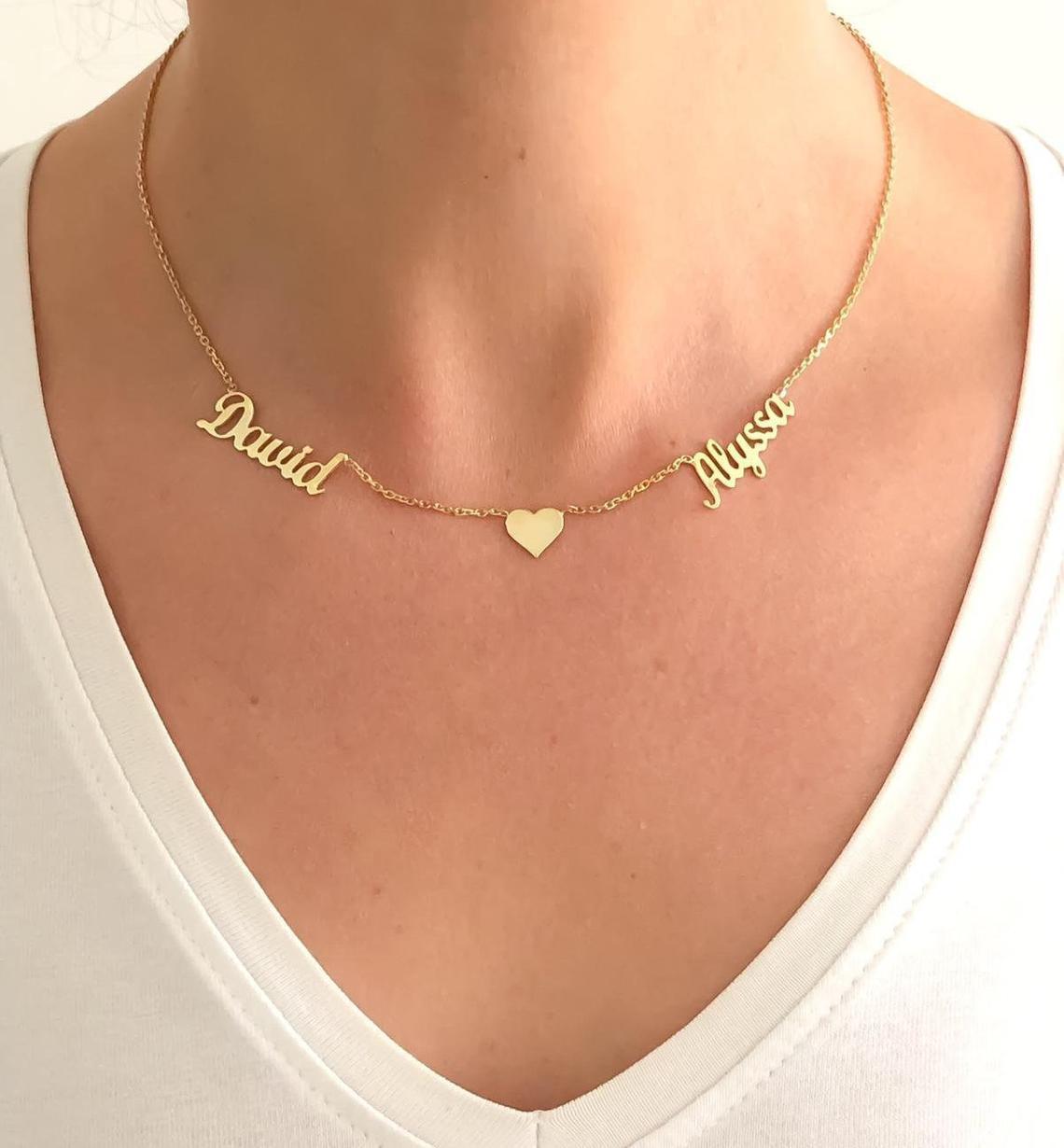 Personalized Heart Two Beautiful Name Necklace - Happy Maker
